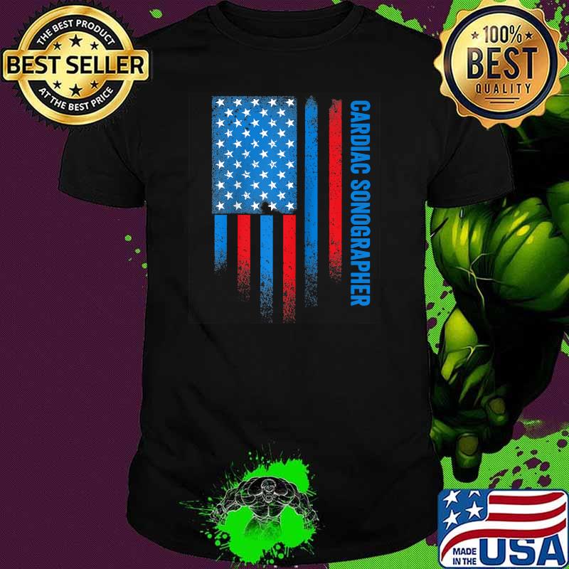 Cardiac Sonographer Echo Tech RDCS American Flag T-Shirt