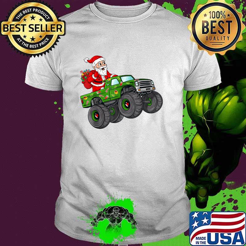 Christmas Santa Claus Riding In Monster Truck Xmas T-Shirt
