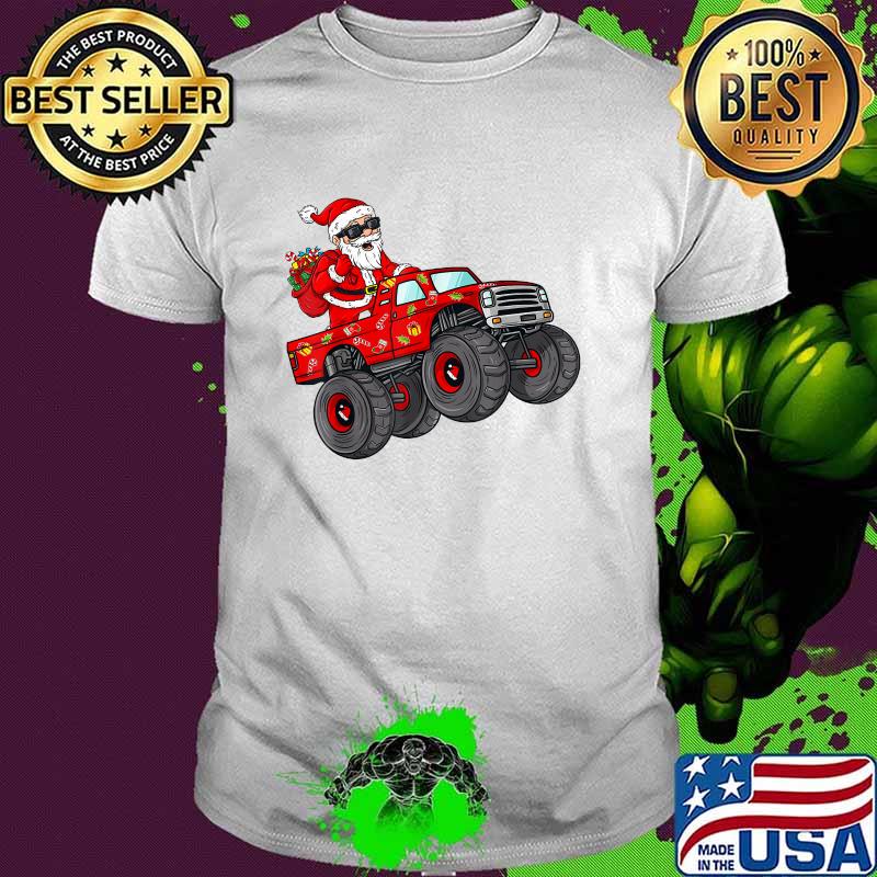 Christmas Santa Claus Riding Monster Truck Xmas T-Shirt