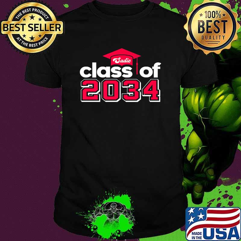 Class of 2034 Grow with Me Graduation Cap Girls Name Sadie Premium T-Shirt