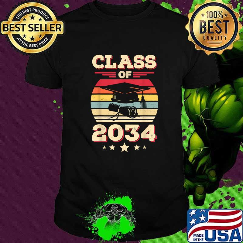 Class Of 2034 Grow With Me Handprint On Vintage T-Shirt