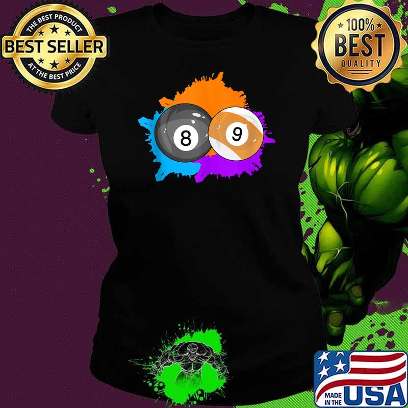 Colorful billiard balls - black balls T-Shirt Ladies tee Colorful billiard balls - black balls T-Shirt Ladies tee