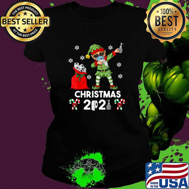 Dabbing Elf Christmas 2021 Xmas Mask Covid 19 T-Shirt Ladies tee Dabbing Elf Christmas 2021 Xmas Mask Covid 19 T-Shirt Ladies tee