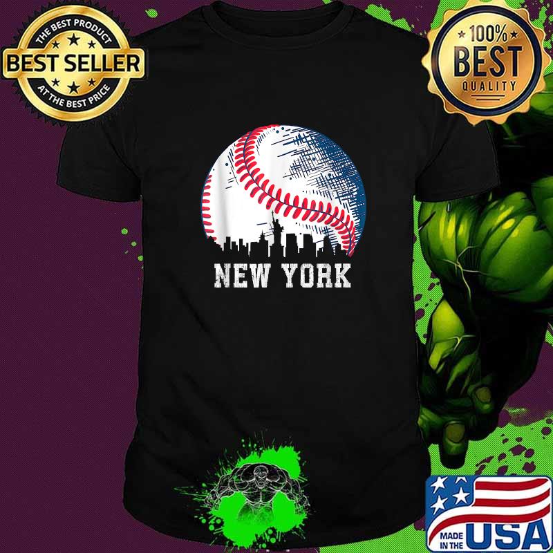 Downtown New York City Skyline Baseball T-Shirt