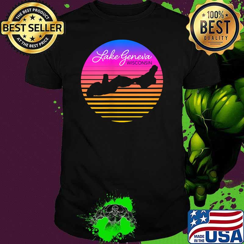 Geneva Lake on Retro Sunset T-Shirt