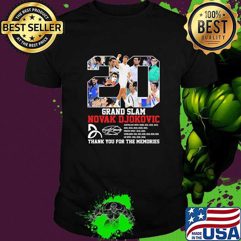 Grand slam novak djokovic thank you for the memories signature shirt