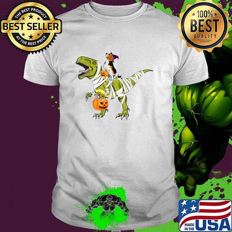 Halloween dinosaur pumpkin Beagle witch T-Shirt