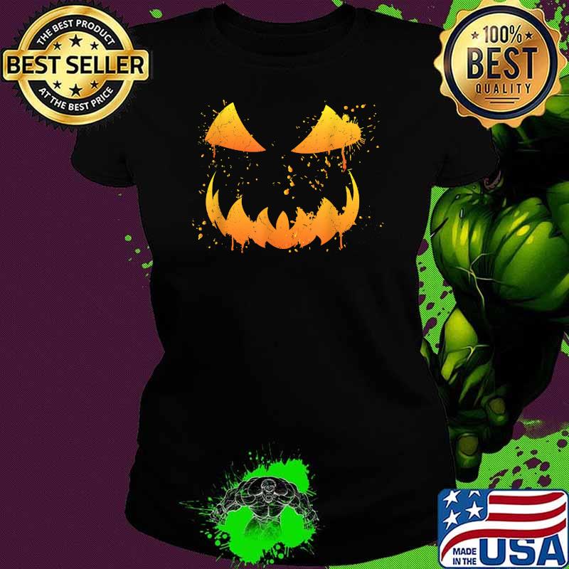 Halloween Scary Pumpkin Face Costume Shamrock T-Shirt Ladies tee Halloween Scary Pumpkin Face Costume Shamrock T-Shirt Ladies tee