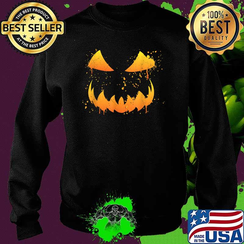Halloween Scary Pumpkin Face Costume Shamrock T-Shirt Sweater Halloween Scary Pumpkin Face Costume Shamrock T-Shirt Sweater