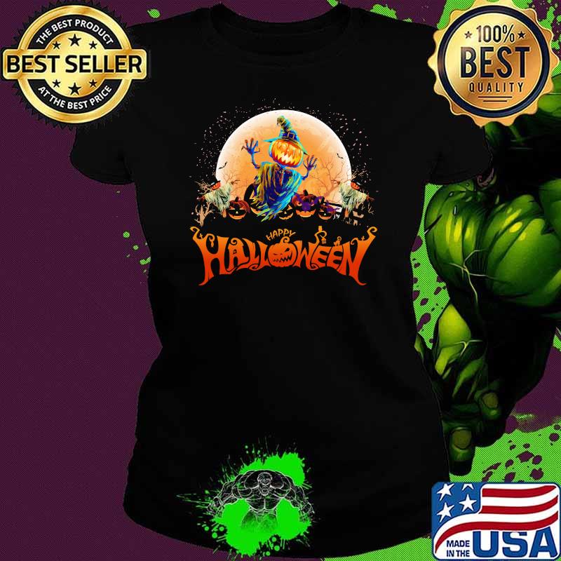 Happy halloween blood moon witch pumpkin Ladies tee Happy halloween blood moon witch pumpkin Ladies tee
