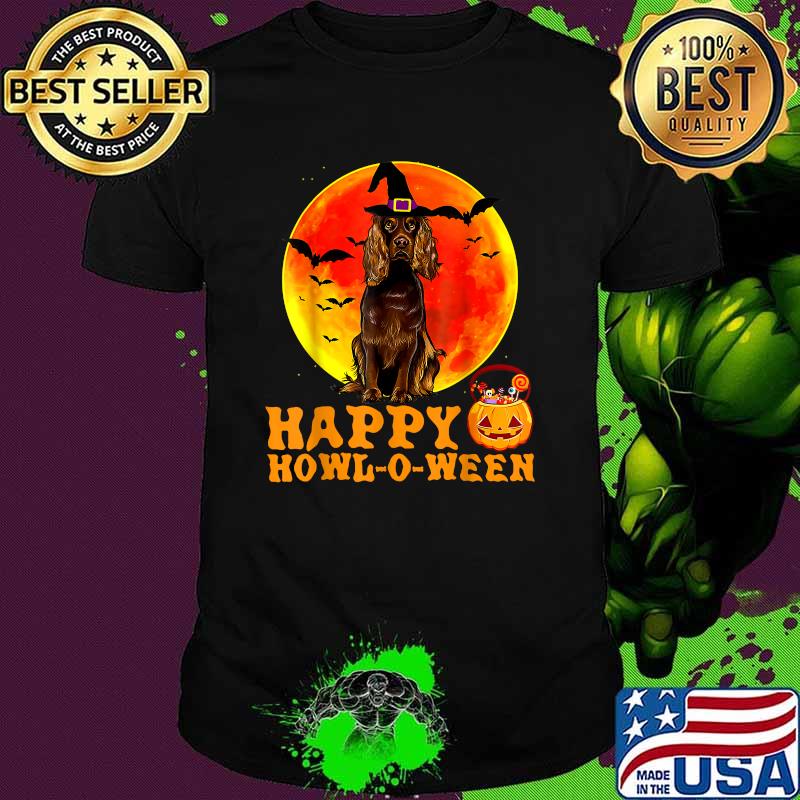 Happy Halloween Cocker Spaniel Dog Jack O Lantern Pumpkin Blood Moon T-Shirt