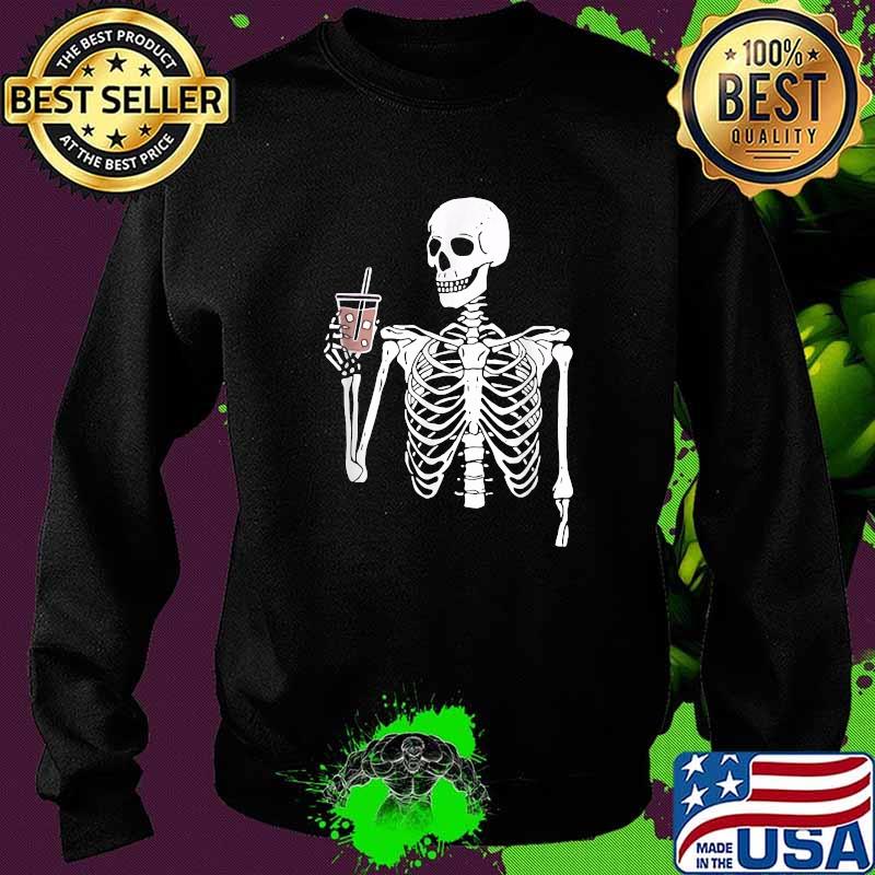 Iced Coffee Skeleton Drinking Halloween Skull T-Shirt Sweater Iced Coffee Skeleton Drinking Halloween Skull T-Shirt Sweater