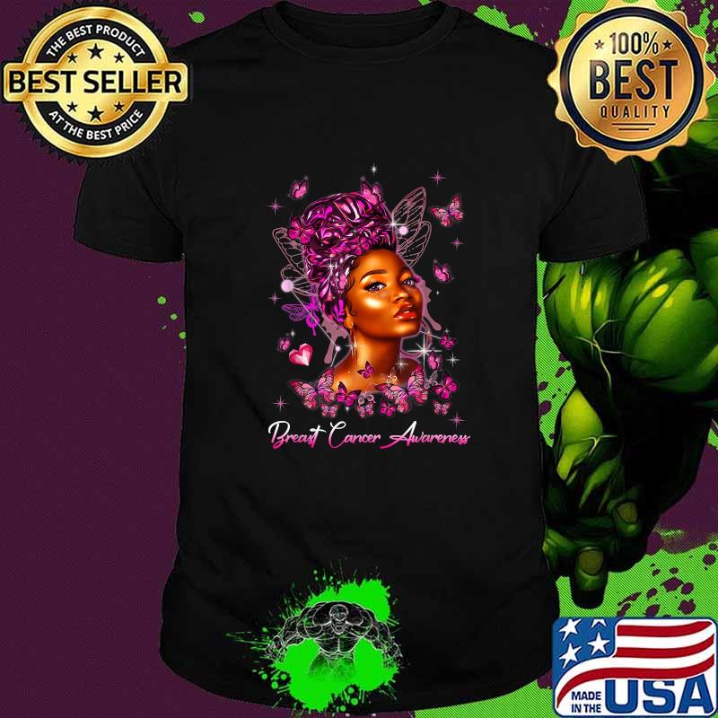 In October We Wear Pink Black Woman Breast Cancer Awareness T-Shirt