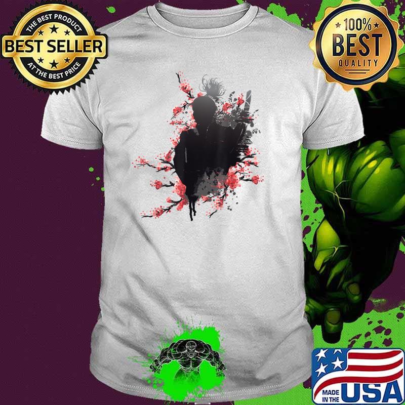 Japanese Samurai and cherry blossom tree and Japanese Katana T-Shirt