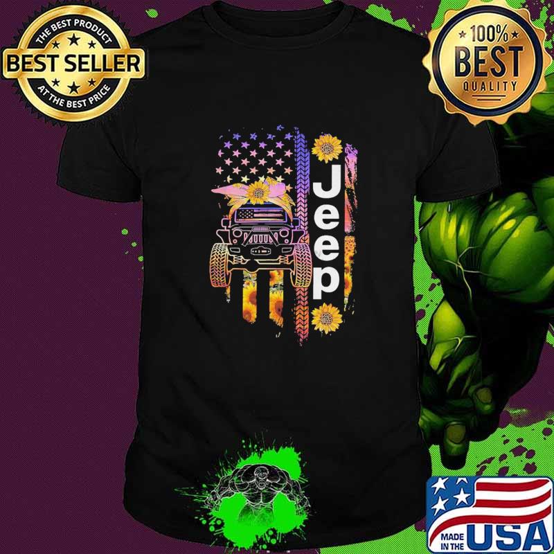 Jeep And Sunflower Flag Shirt