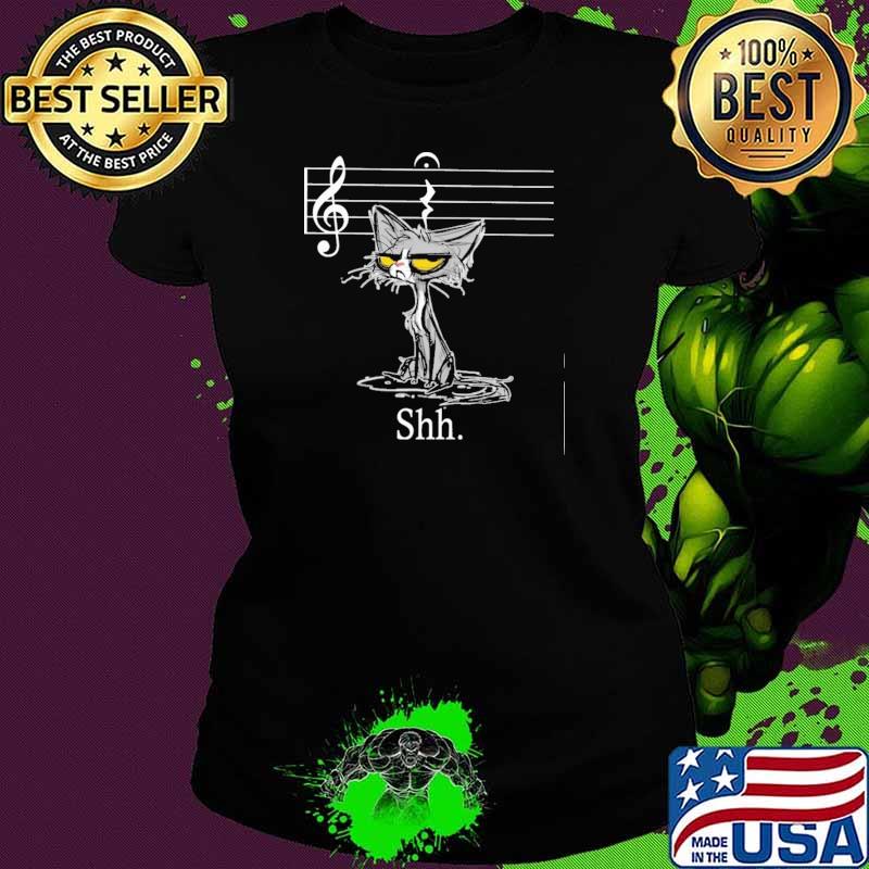 Music Cat Shh Shirt Ladies tee Music Cat Shh Shirt Ladies tee