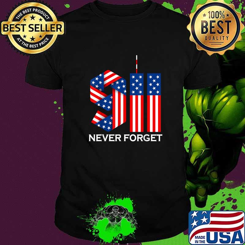 Never Forget 911 20th Anniversary Patriot Day American Flag T-Shirt