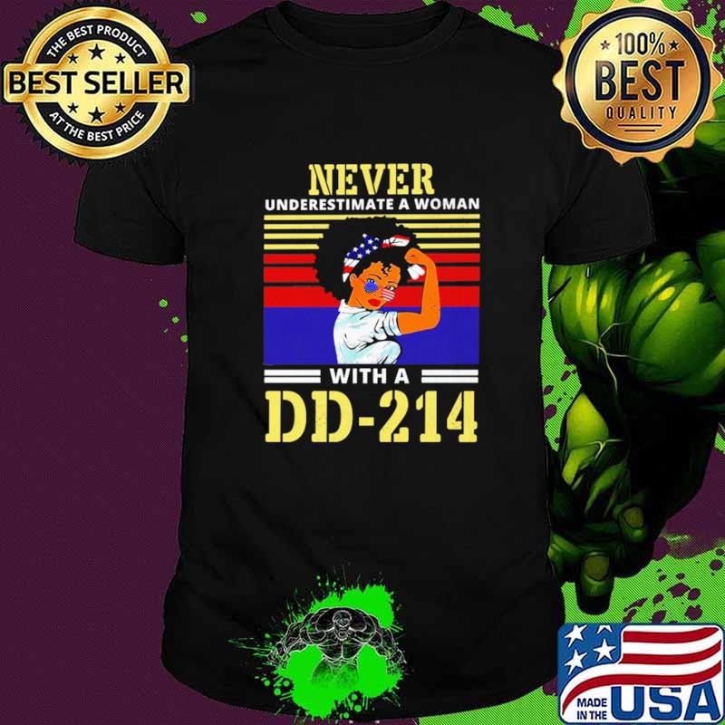 Never Underestimate A Woman With A DD 214 Strong Girl Shirt
