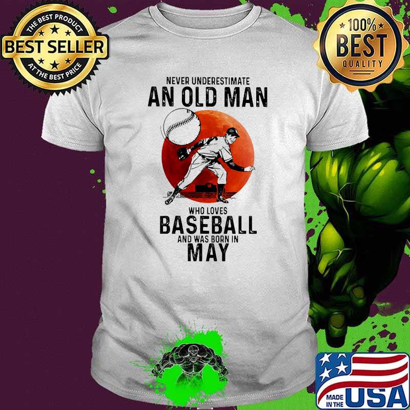 Never underestimate an old man who loves baseball was born may blood moon shirt