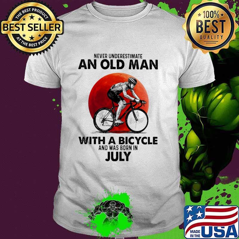 Never Underestimate An Old Man With A Bicycle And Was Born In July Blood Moon Shirt