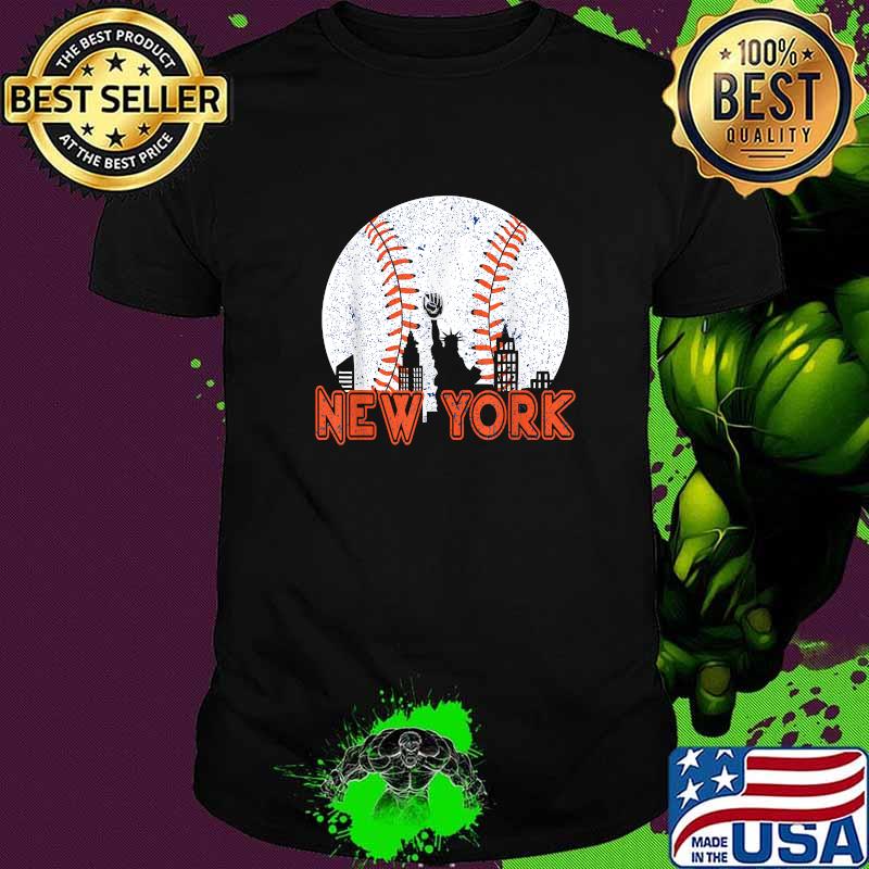 New York NY Skyline Baseball Vintage Met At T-Shirt