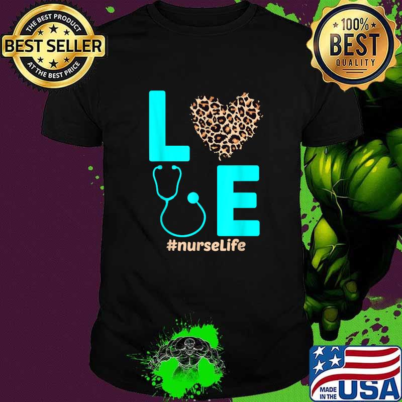 Nice love Nurse Life RN LPN CNA School Cheetah Heart Leopard Hopeful T-Shirt
