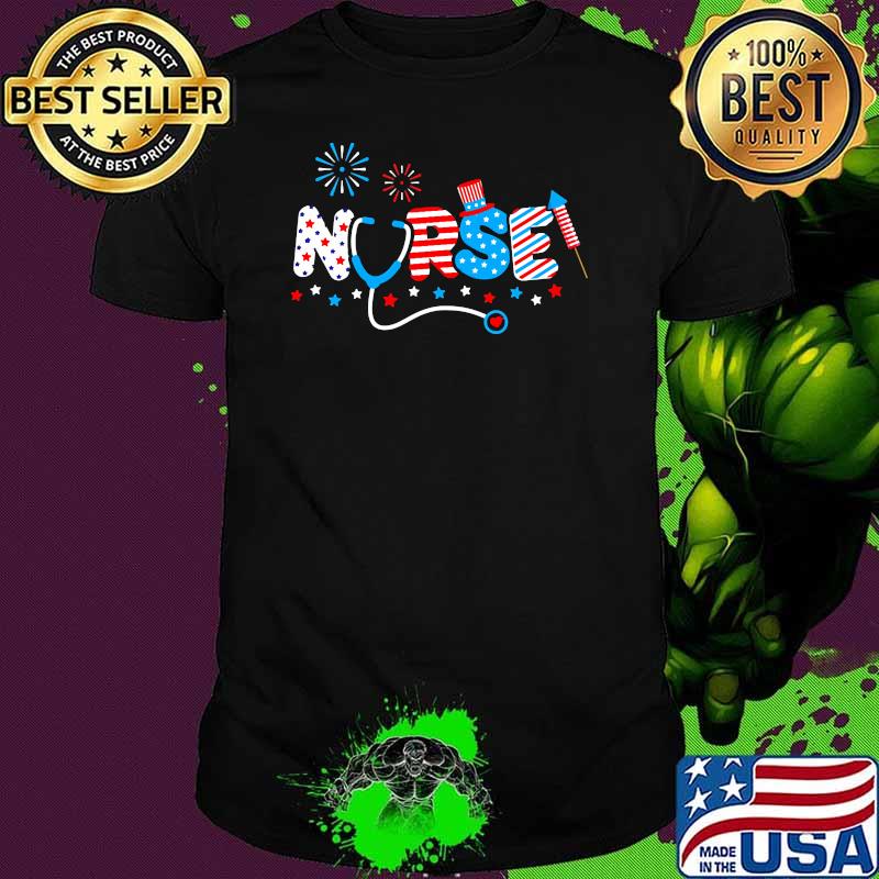 Nurse 4th of july fireword shirt