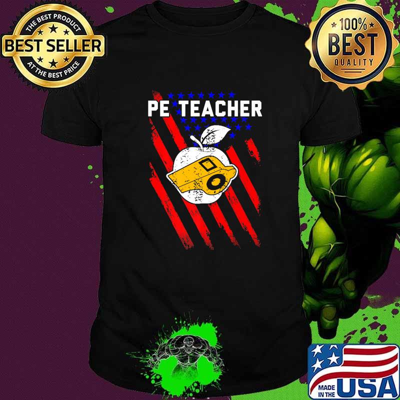 PE Physical Education Teacher American Flag T-Shirt