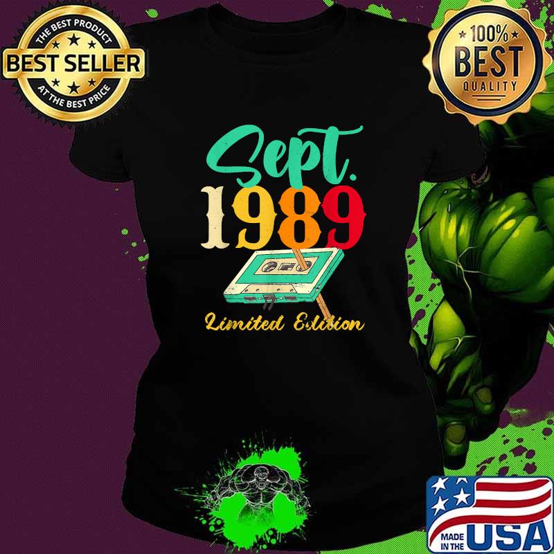 Sept 1989 Vintage Cassette Pencil 32nd Birthday Retro T-Shirt Ladies tee Sept 1989 Vintage Cassette Pencil 32nd Birthday Retro T-Shirt Ladies tee