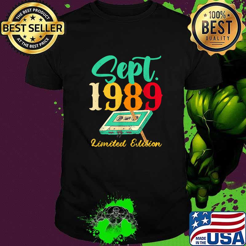 Sept 1989 Vintage Cassette Pencil 32nd Birthday Retro T-Shirt