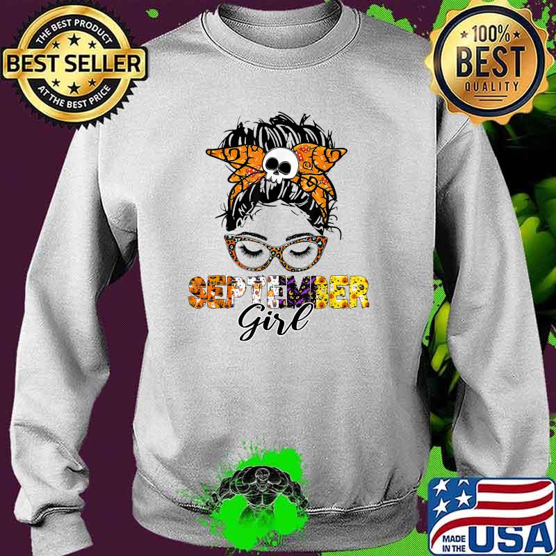 September Girl Wink Eyes Halloween Skull Pumpkin T-Shirt Sweater September Girl Wink Eyes Halloween Skull Pumpkin T-Shirt Sweater