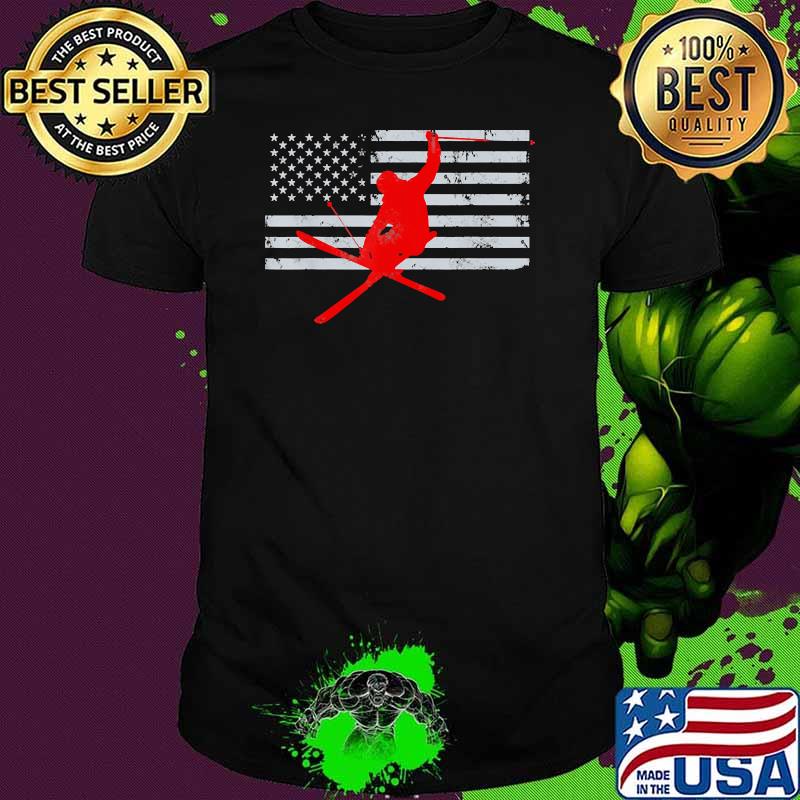 Skiing american flag shirt
