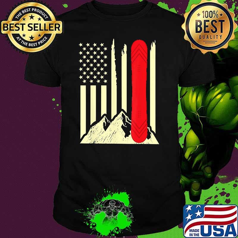 Skiing Passion American Flag Mountain Shirt