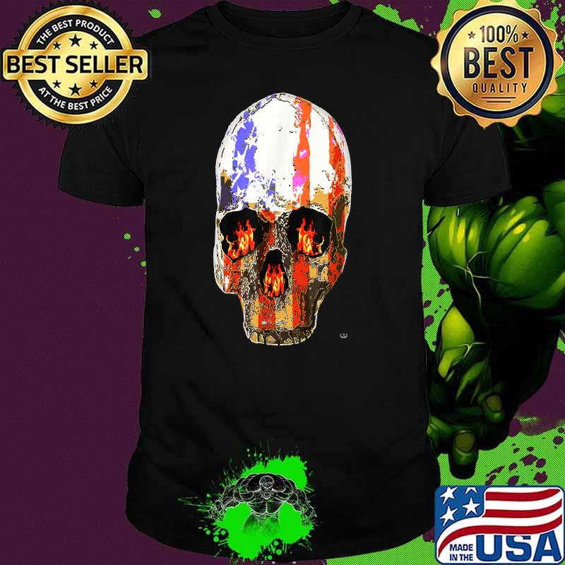 Skull American Freedom Fighter Fire USA Patriot Yahmean Brand T-Shirt