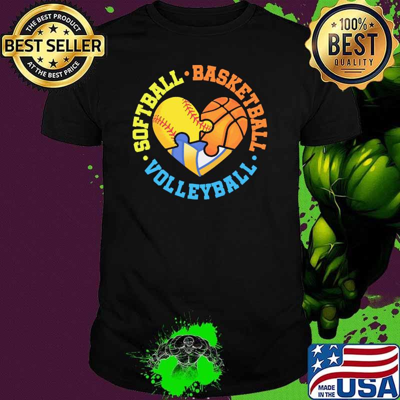 Softball Basketball Volleyball Heart shirt Softball Basketball Volleyball Heart shirt