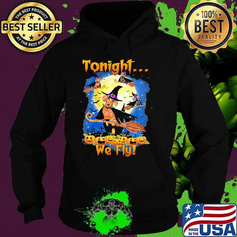 Tonight we fly witch dachshund moon halloween Hoodie Tonight we fly witch dachshund moon halloween Hoodie