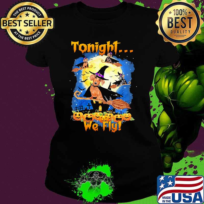 Tonight we fly witch dachshund moon halloween Ladies tee Tonight we fly witch dachshund moon halloween Ladies tee