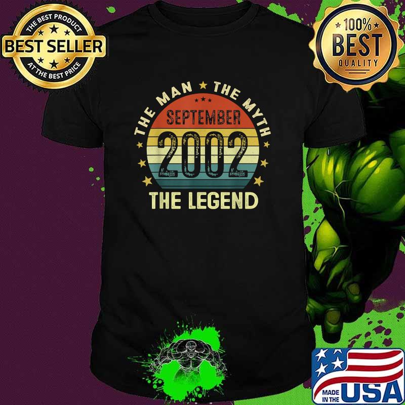 Vintage 19 Year Old The Man Myth Legend September 2002 19th Birthday T-Shirt Vintage 19 Year Old The Man Myth Legend September 2002 19th Birthday T-Shirt