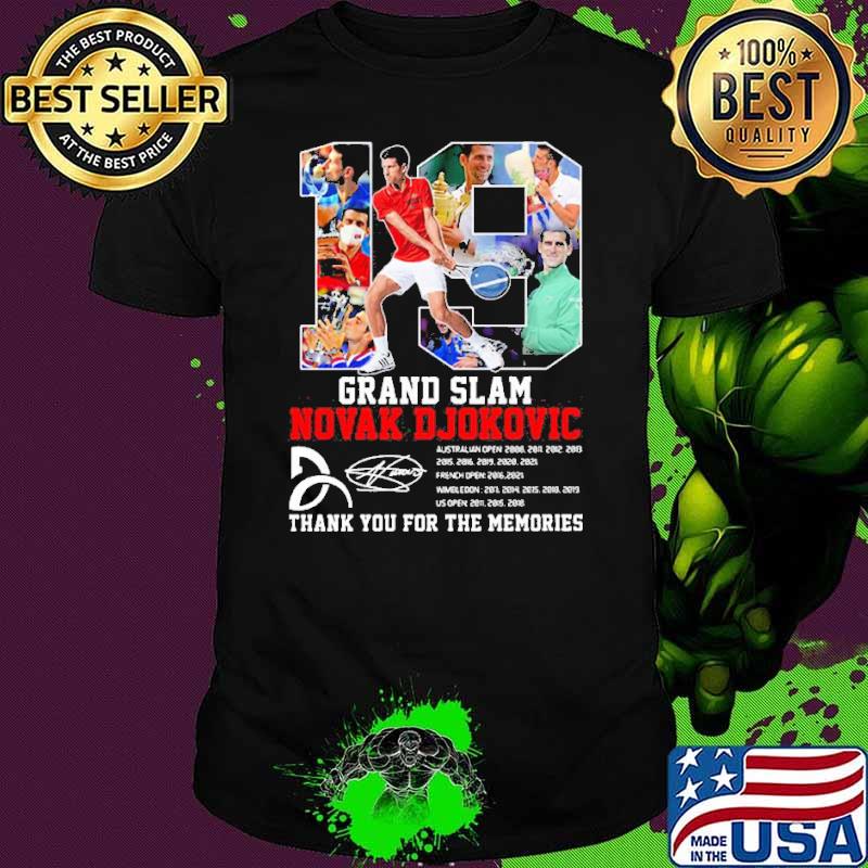 18 Grand Slam Novak Djokovic thank You for the memories signature shirt