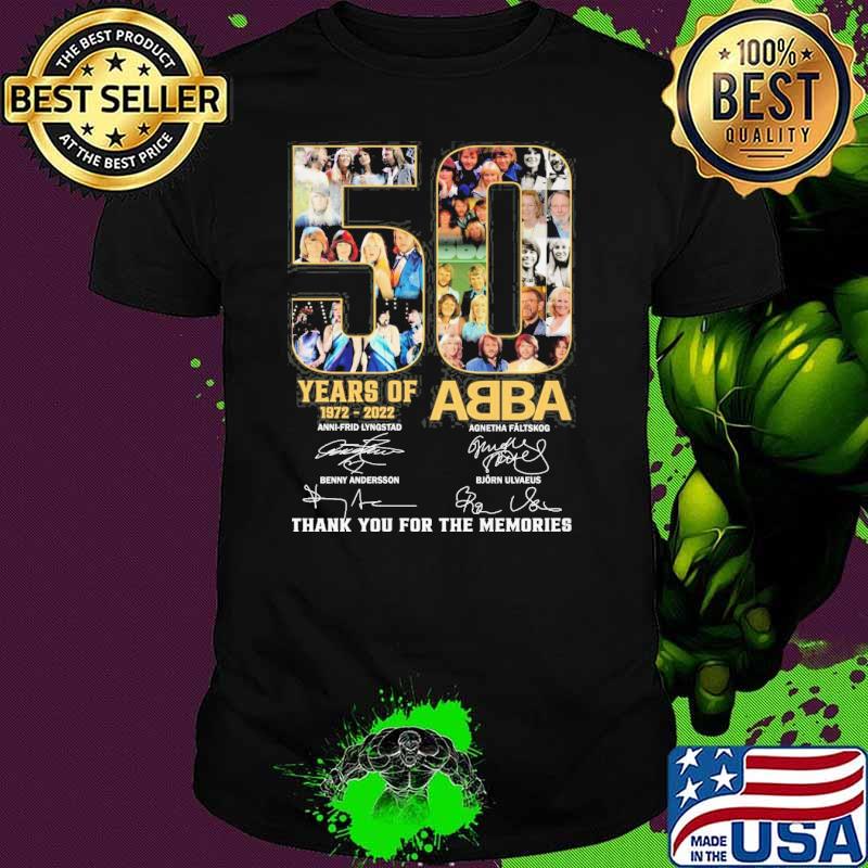50 years of 1972 2022 abba thank you for the memories signatures shirt