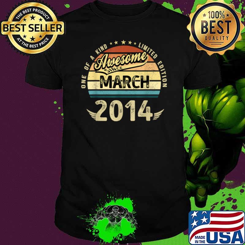 7 Years Old Awesome Since March 2014 7th Birthday Shirt
