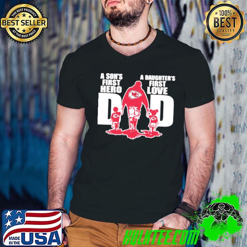 A Son’s First Hero A Daughter’s First Love Dad Kansas City Chiefs Happy Father’s Day Shirt Guys V Neck A Son’s First Hero A Daughter’s First Love Dad Kansas City Chiefs Happy Father’s Day Shirt Guys V Neck