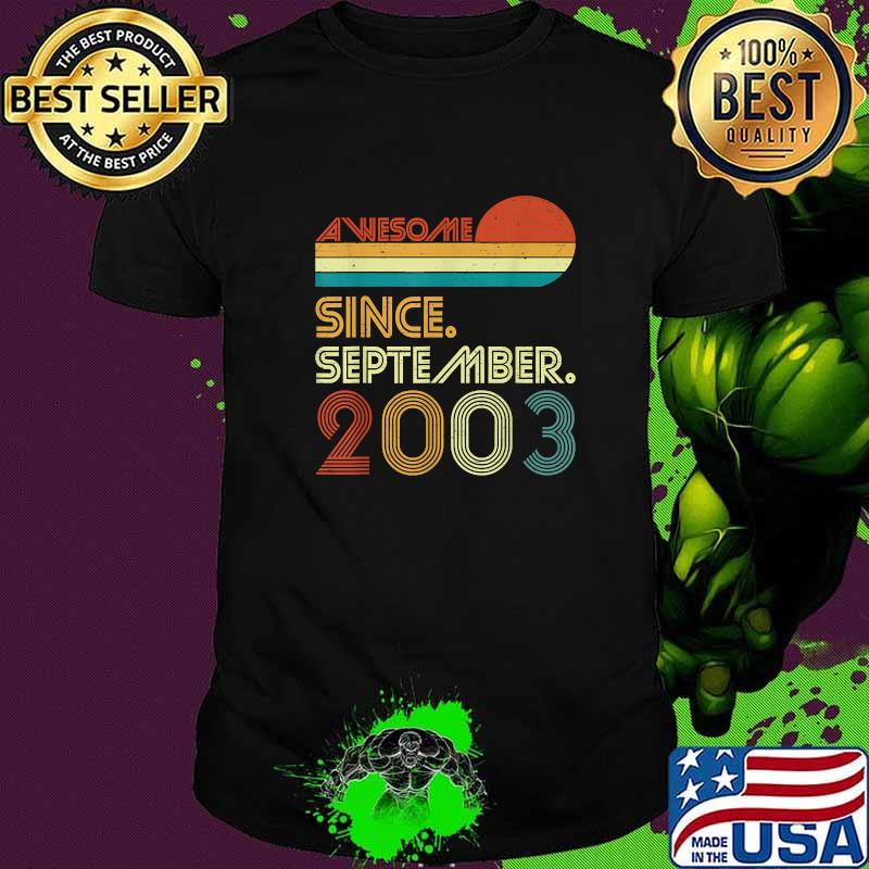 Awesome Since September 2003 18 Years 18th Birthday Vintage Sunset T-Shirt