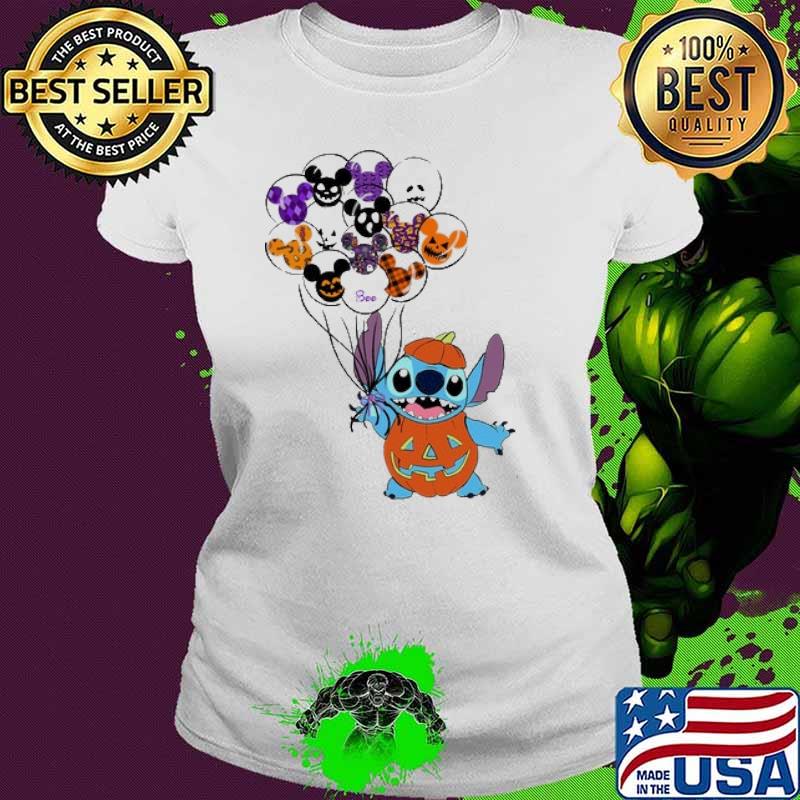Baby Stitch Hand Holding Balloon Mickey Mouse Shirt Ladies tee Baby Stitch Hand Holding Balloon Mickey Mouse Shirt Ladies tee