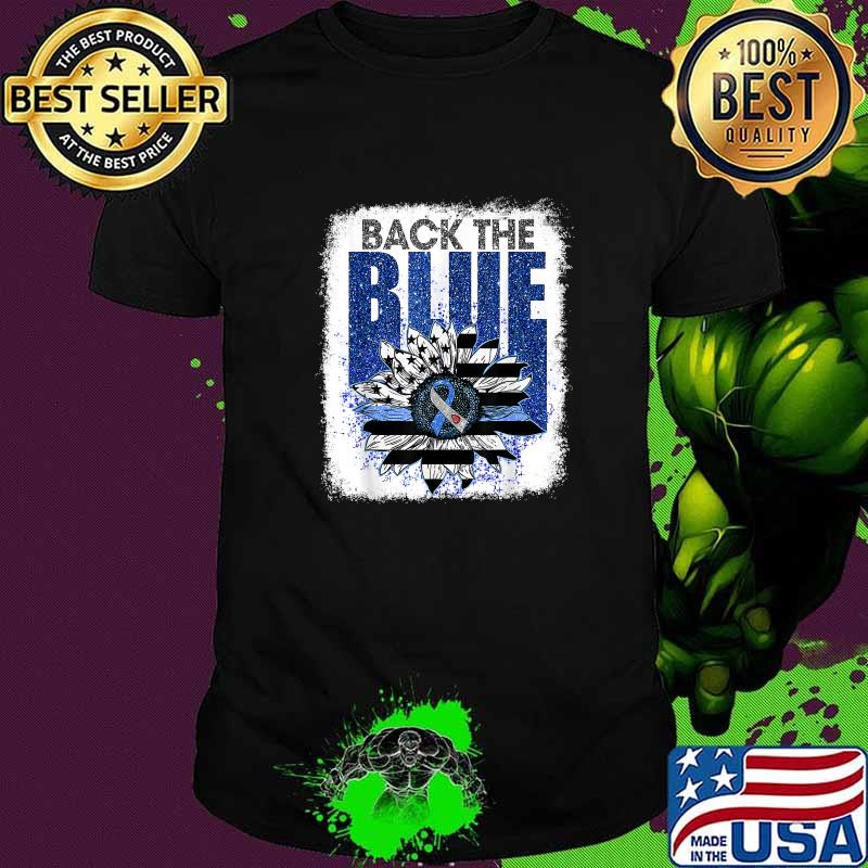 Back The Blue Ribbon Sunflower Flag T1D Diabetes Awareness T-Shirt