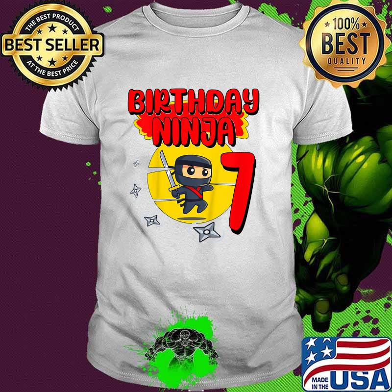 Birthday Ninja 7 Years Old Bday Party Little Ninja T-Shirt