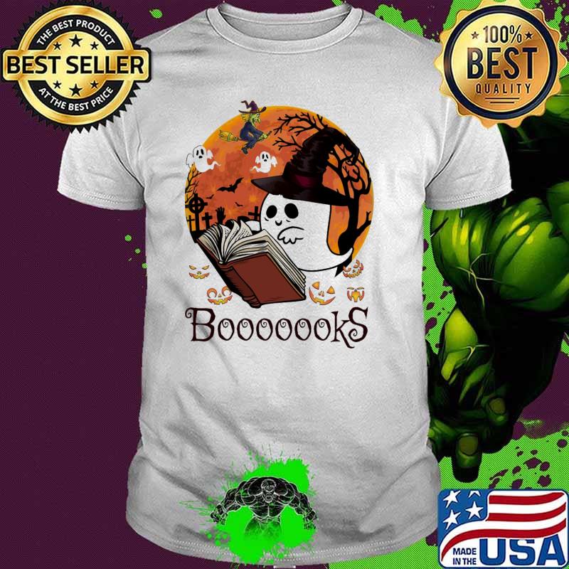 Booooooks boo reading books blood moon halloween shirt