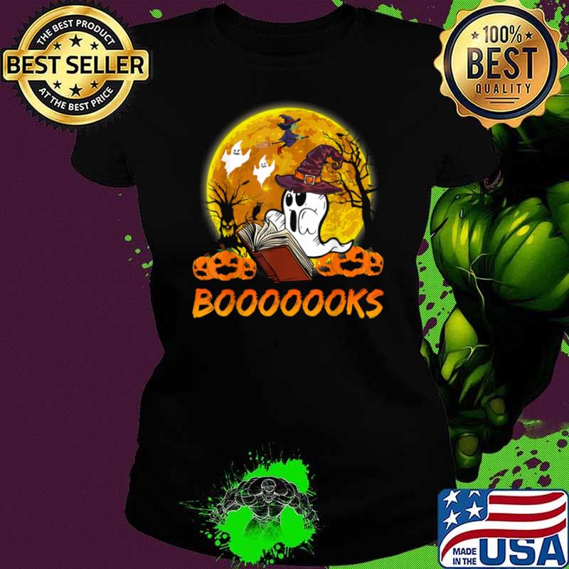 Booooooks Boo Reading Books Halloween Pumpkin Shirt Ladies tee Booooooks Boo Reading Books Halloween Pumpkin Shirt Ladies tee