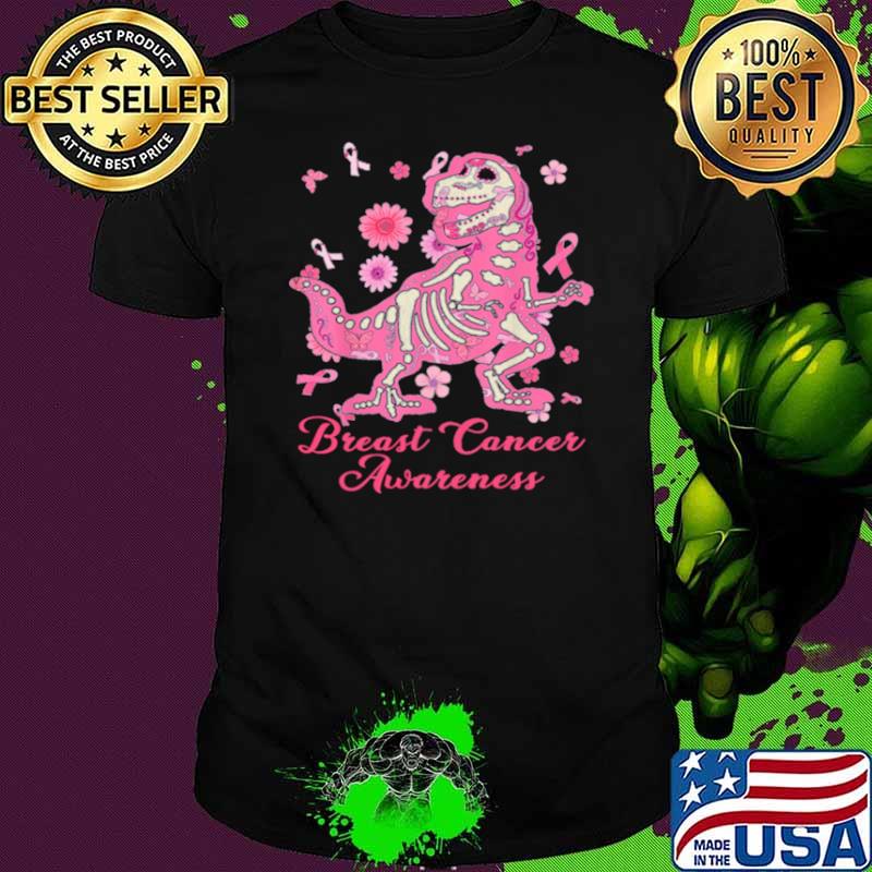 Breast Cancer Awareness Dinosaurs Trex Skeleton Pink shirt