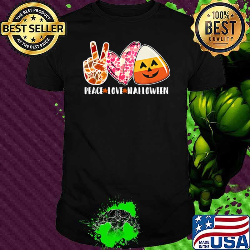 Candy Corn Peace Love Halloween Shirt
